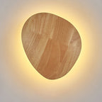 Modern Minimalist Round Irregular Oval Wood LED Wall Light Lamp for Living Room