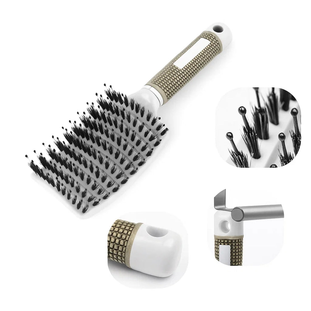 Quick Knot‑Free Detangling – Nylon Bristles with Scalp Massage Tips – For Thick or Curly Hair