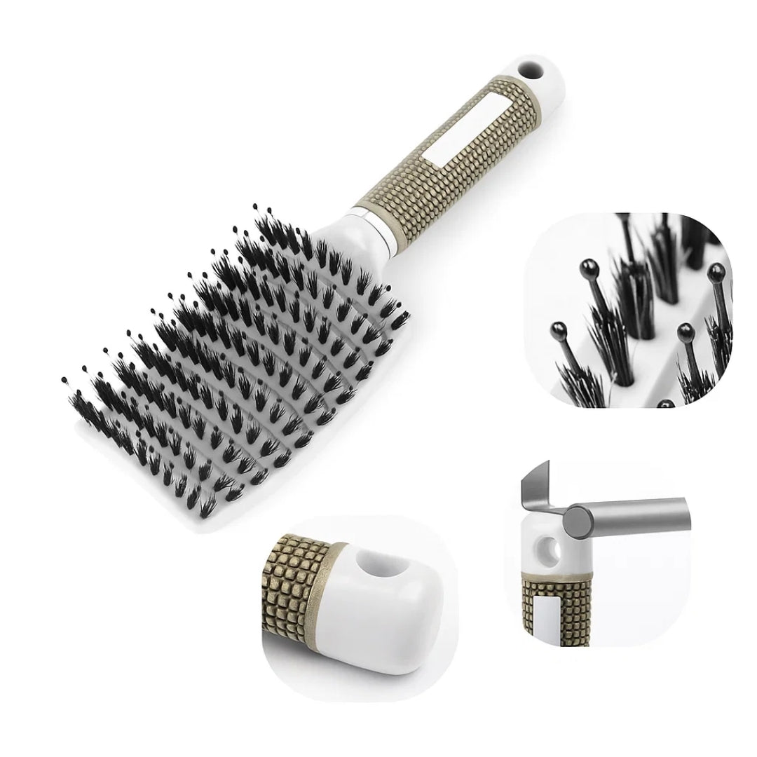 Quick Knot‑Free Detangling – Nylon Bristles with Scalp Massage Tips – For Thick or Curly Hair
