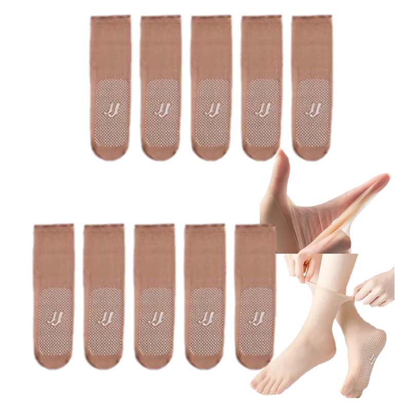Spring Summer Invisible Non-Slip Crystal Silk Socks
