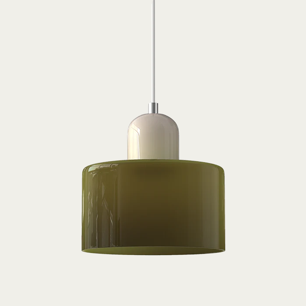 Glass light in subtle colors of the kitchen