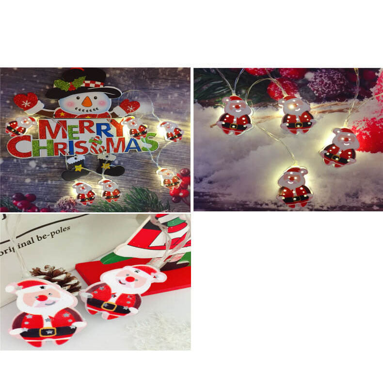 Battery-Powered LED Christmas String Lights with 10 or 20 Bells and Elk Designs