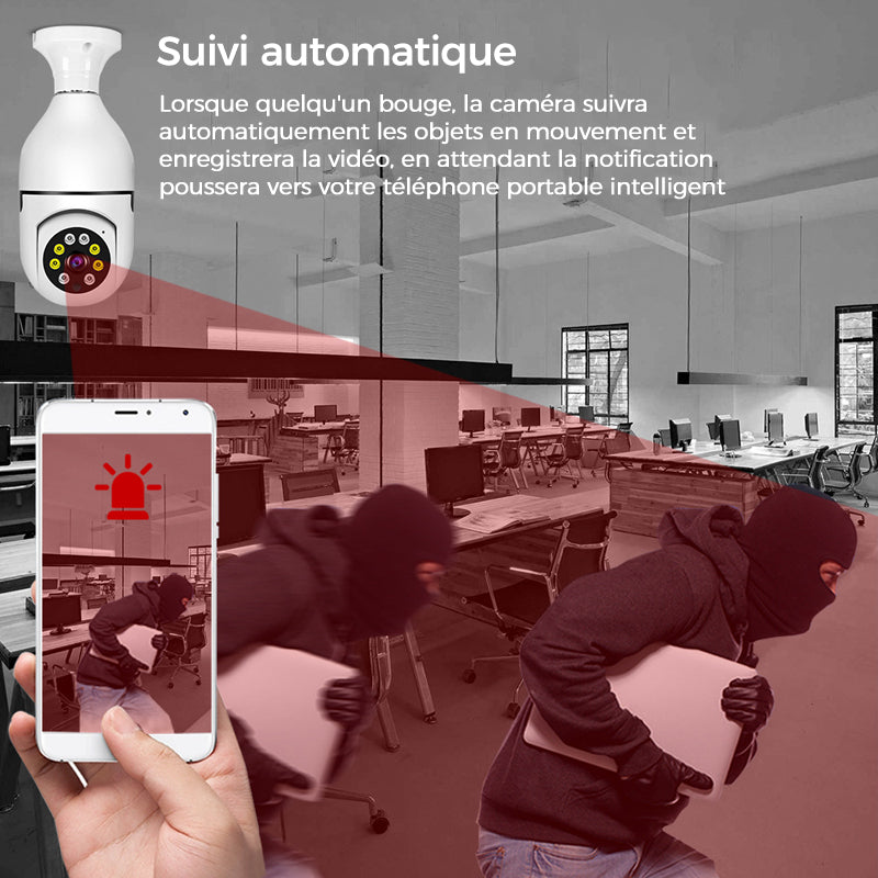 Wireless security camera without cables with light bulb