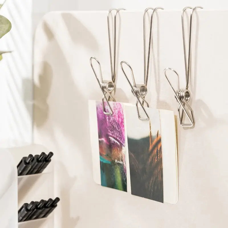 10-piece set stainless steel clips with hooks – Practical & Rust-free