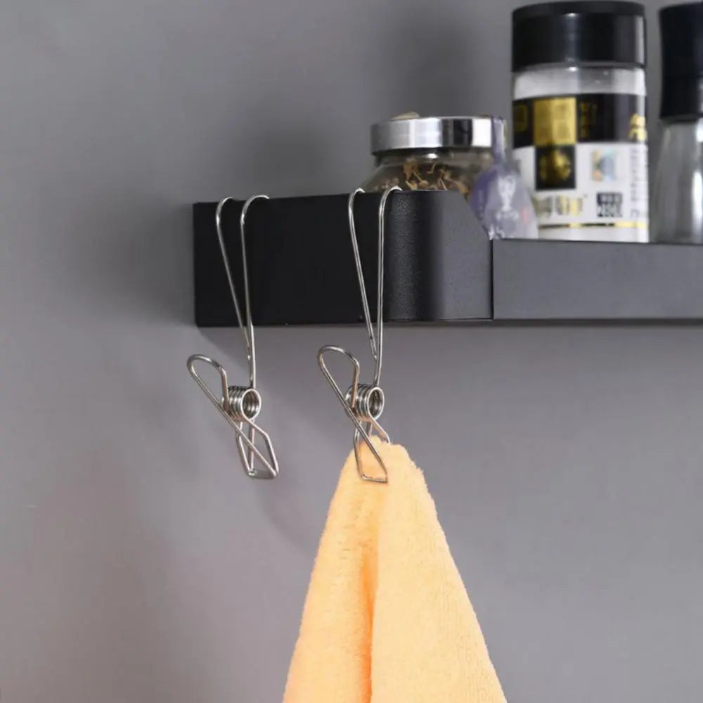10-piece set stainless steel clips with hooks – Practical & Rust-free