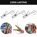 10-piece set stainless steel clips with hooks – Practical & Rust-free