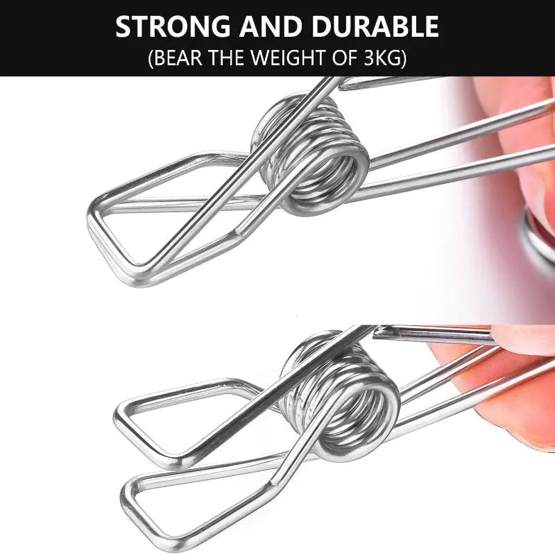 10-piece set stainless steel clips with hooks – Practical & Rust-free