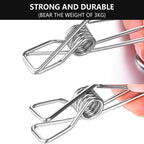 10-piece set stainless steel clips with hooks – Practical & Rust-free