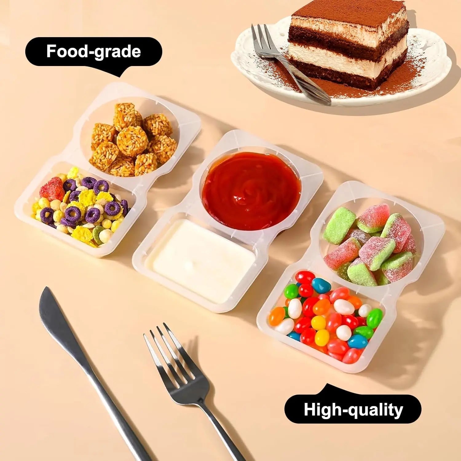 10-piece set reusable snack containers (130 ml) – With double chamber & leak pRedection