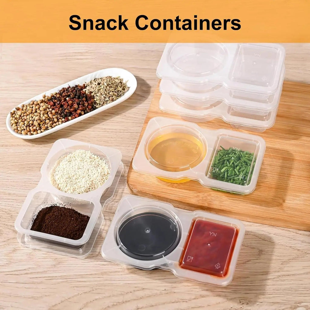 10-piece set reusable snack containers (130 ml) – With double chamber & leak pRedection