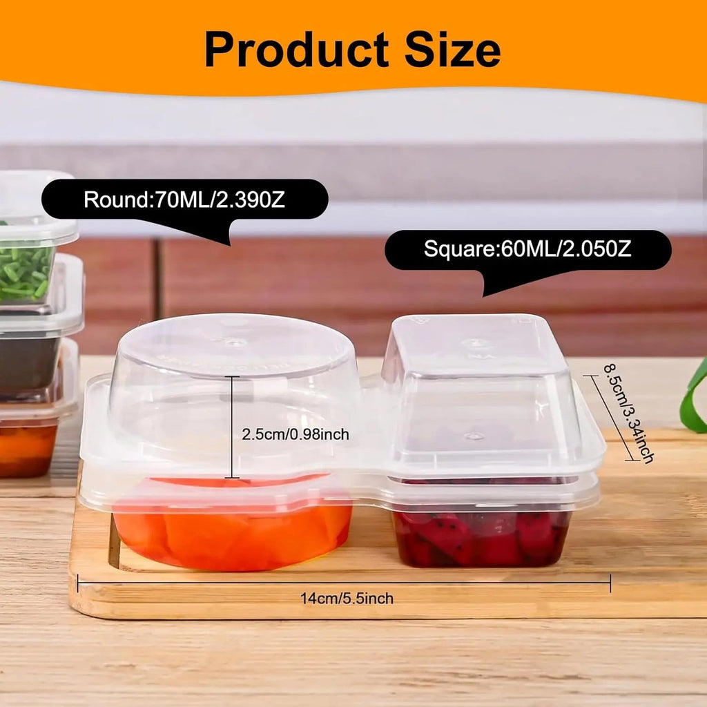 10-piece set reusable snack containers (130 ml) – With double chamber & leak pRedection