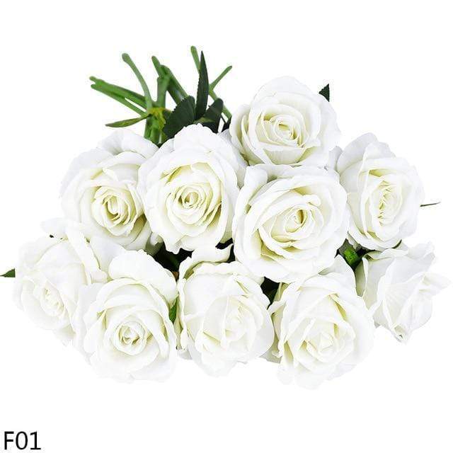 10 pieces silk roses