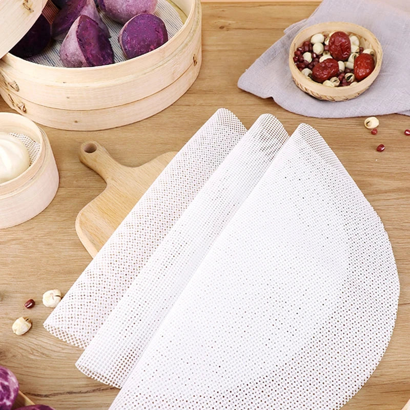 10Pcs Silicone Round Steamer Liners Non-stick Reusable Dehydrator Mats