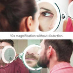 Claravue LED Magnifying Mirror with Flexible Gooseneck – 10x Zoom, Daylight LEDs & Suction Mount