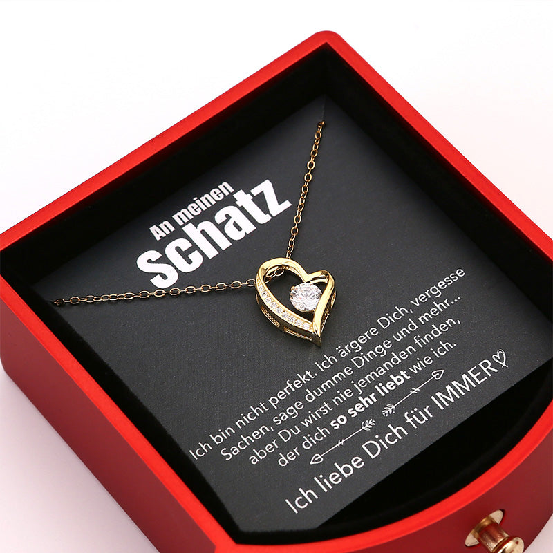EternalBloom | Romantic Rose Box with 14k White Gold Heart Necklace and Love Note