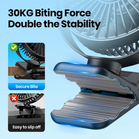 USB Clip-On Desk Fan with Quiet Brushless Motor and Strong Clamp – Portable Mini Personal Cooling Fan