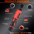 12V/18V Cordless Right Angle Impact Ratchet Wrench, 3/8" Rechargeable Electric Driver Tool
