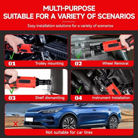 12V/18V Cordless Right Angle Impact Ratchet Wrench, 3/8" Rechargeable Electric Driver Tool