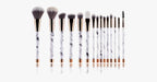 Pro Makeup Brush Set of 15 with Rose and Marble Pattern - Perfect for all Makeup Applications