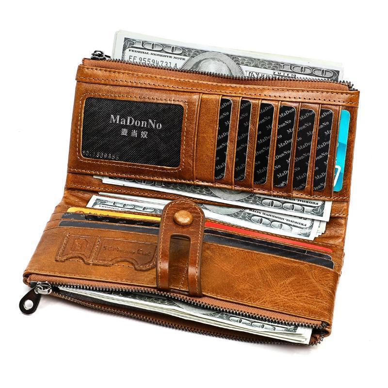 Long wallet made of genuine leather