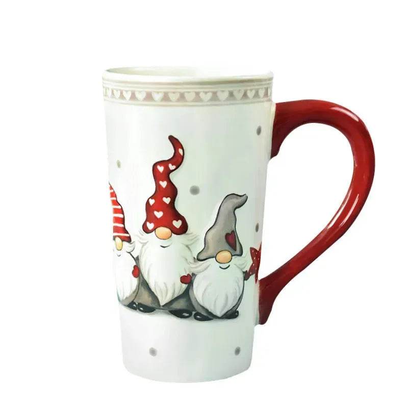 Christmas Large Capacity Nordic Christmas Tall Hat Ceramic Relief Mug Cup