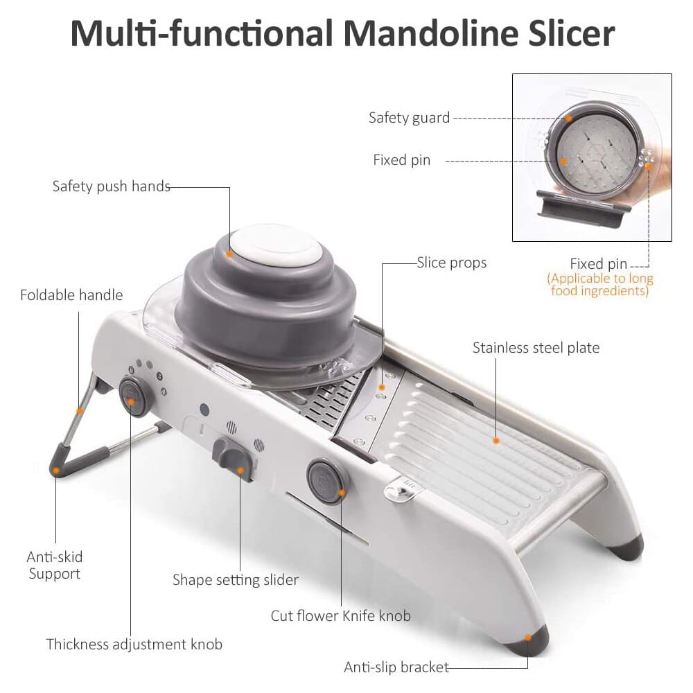 Professional Mandoline Vegetable Slicer – Adjustable 304 Stainless Steel Blades for Precision Cutting