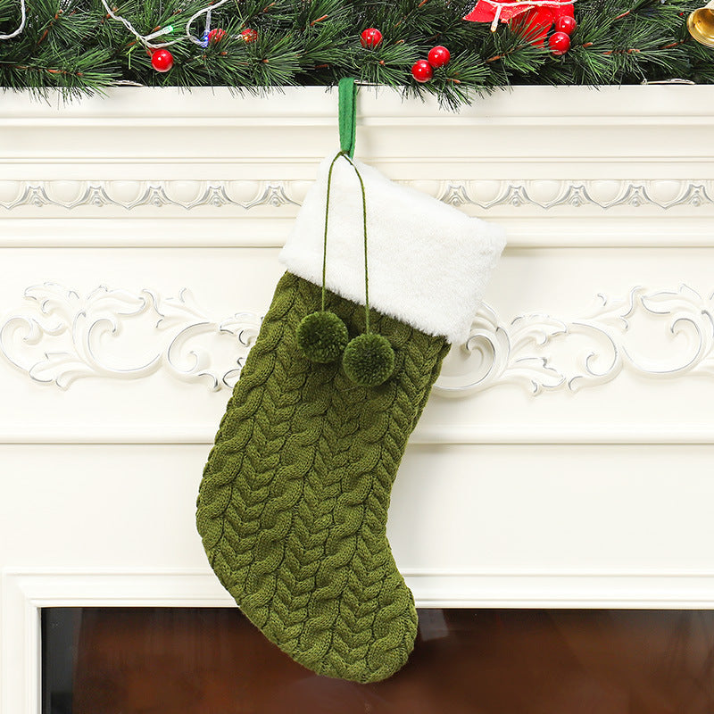 Christmas decorations knitted wool thick white stocking