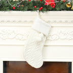 Christmas decorations knitted wool thick white stocking
