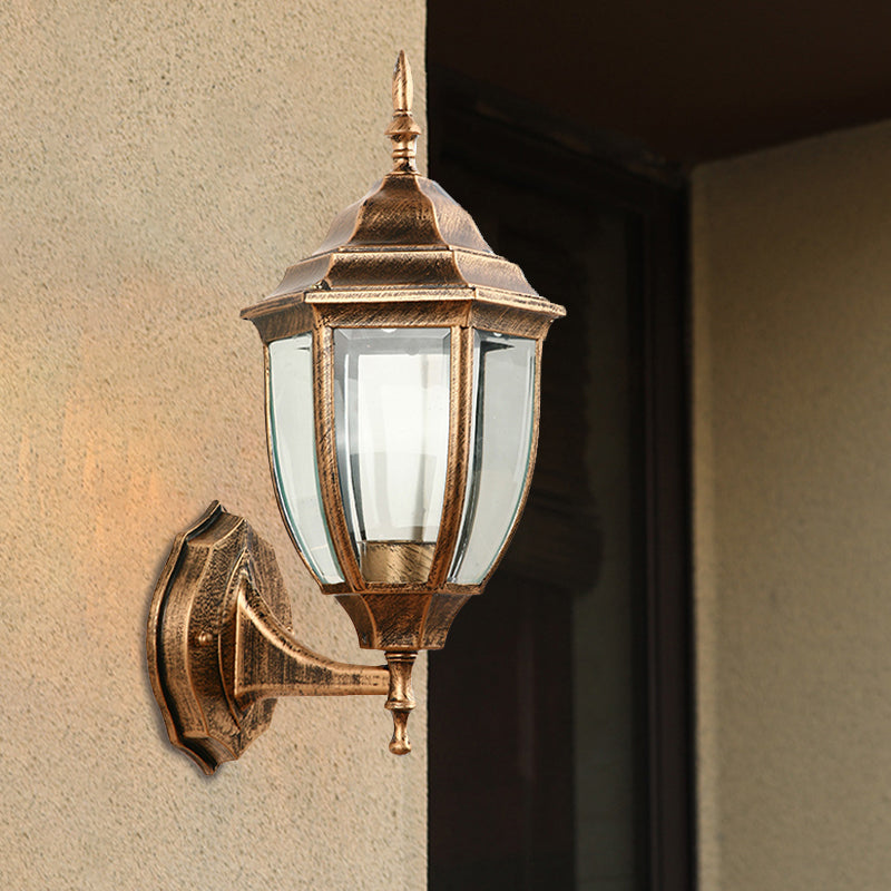 One-Pear-Wall-Light with Lantern Shade made of Clear Glass Industrial Outdoor Wall Light Lighting System