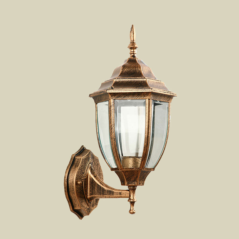 One-Pear-Wall-Light with Lantern Shade made of Clear Glass Industrial Outdoor Wall Light Lighting System