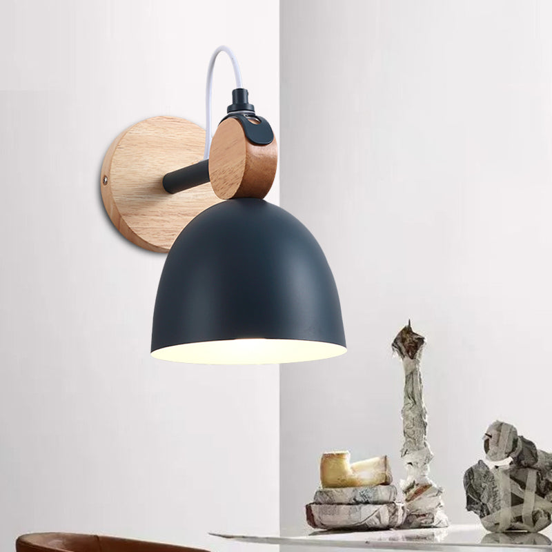 Metal Bowl Shade Wall Light Lamp Children's Room Shop 1 Head Macaron Style Wall Light
