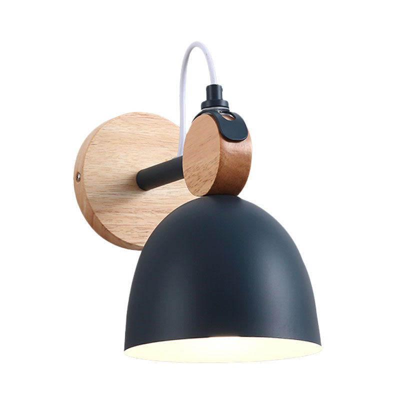 Metal Bowl Shade Wall Light Lamp Children's Room Shop 1 Head Macaron Style Wall Light