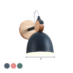 Metal Bowl Shade Wall Light Lamp Children's Room Shop 1 Head Macaron Style Wall Light