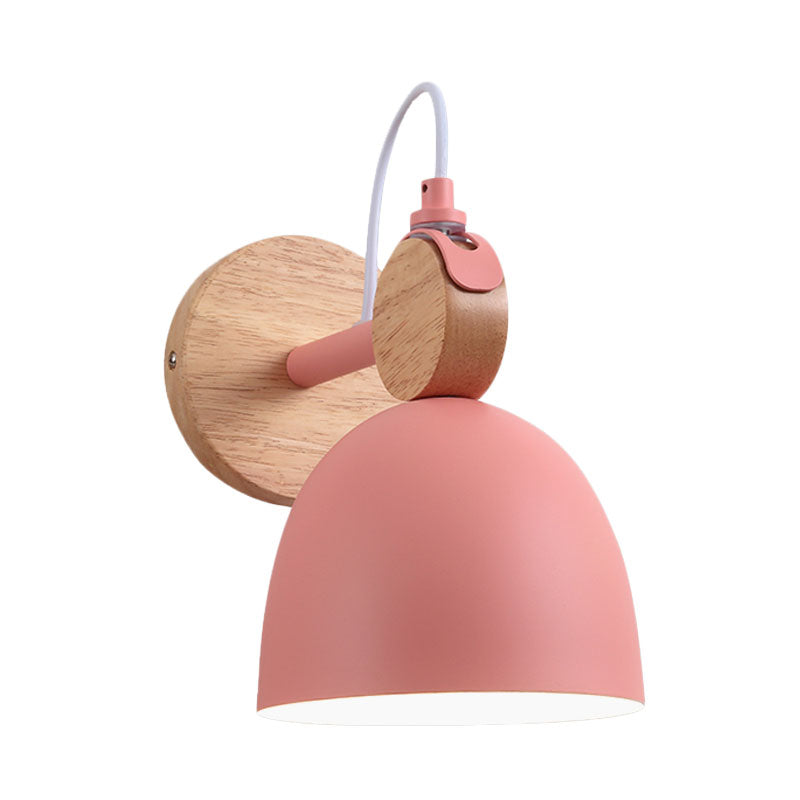 Metal Bowl Shade Wall Light Lamp Children's Room Shop 1 Head Macaron Style Wall Light