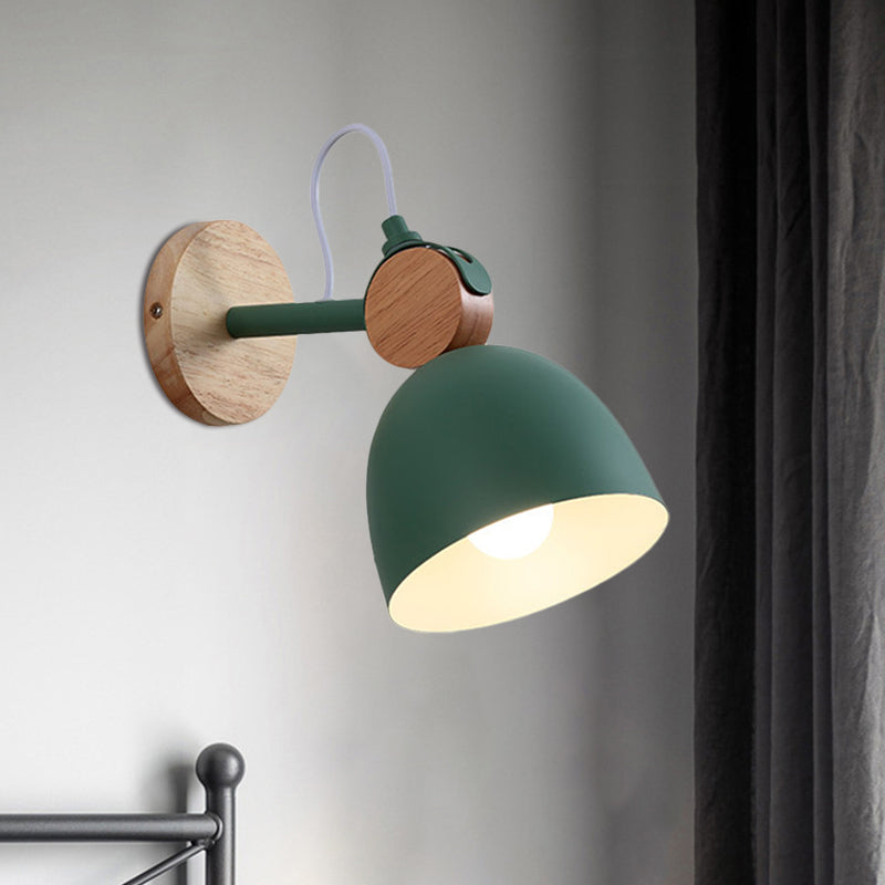 Metal Bowl Shade Wall Light Lamp Children's Room Shop 1 Head Macaron Style Wall Light