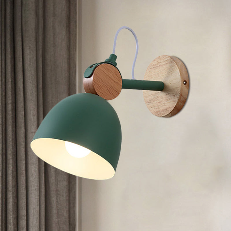 Metal Bowl Shade Wall Light Lamp Children's Room Shop 1 Head Macaron Style Wall Light