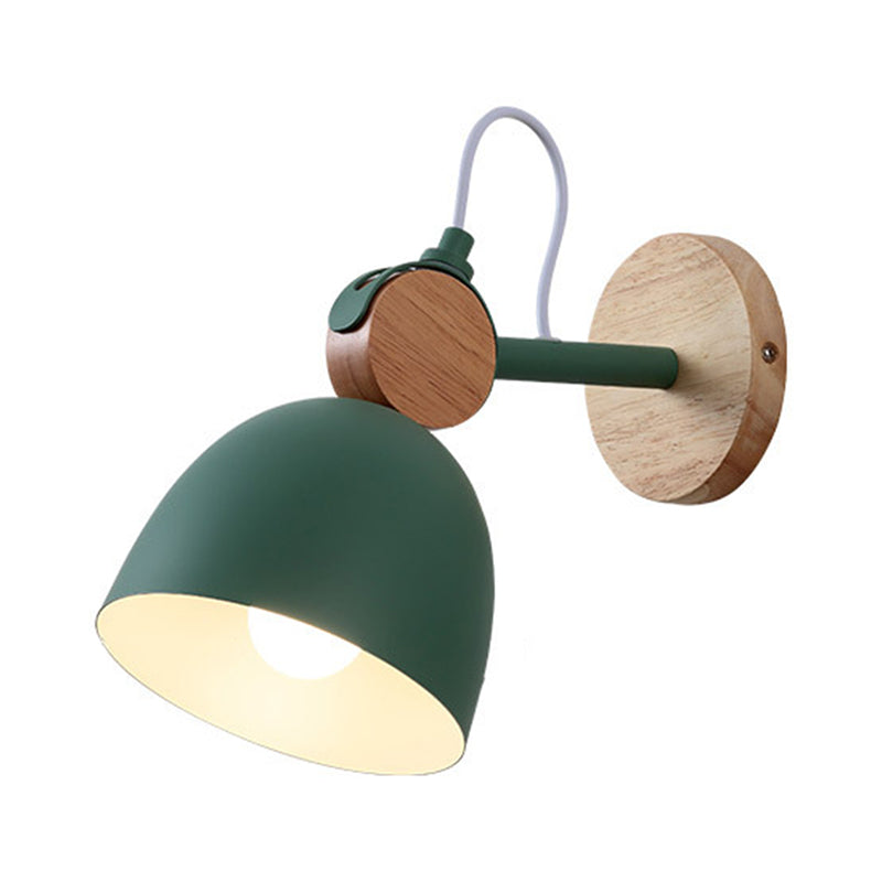 Metal Bowl Shade Wall Light Lamp Children's Room Shop 1 Head Macaron Style Wall Light