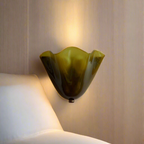 Retro Wall Lamp of Colored Glass in Skirt-Shaped Shell Pattern