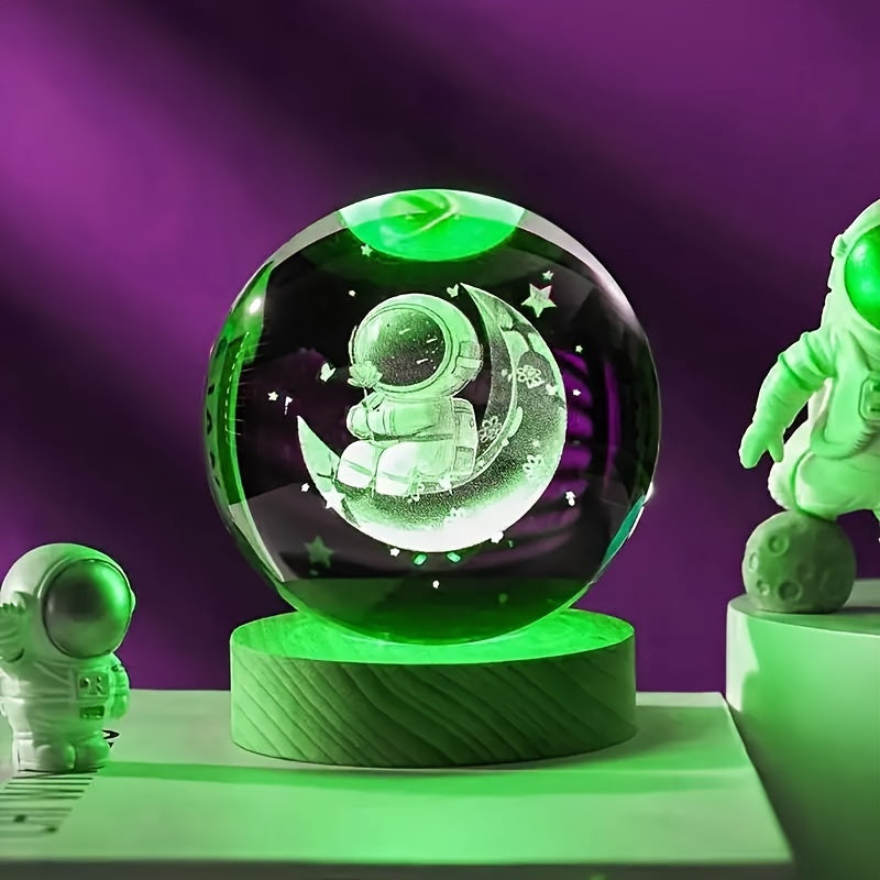 LumiSphere - Luxury 3D Crystal Table Lamp with Wooden Base