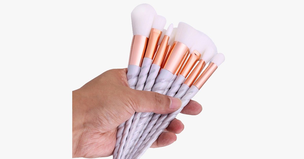 Professional 10-piece Unicorn Brush Set – Add colors and loads of bling to your make-up set