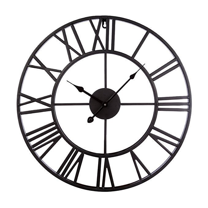 Roman Letters Large Silent Wall Clock 16 Inch Iron