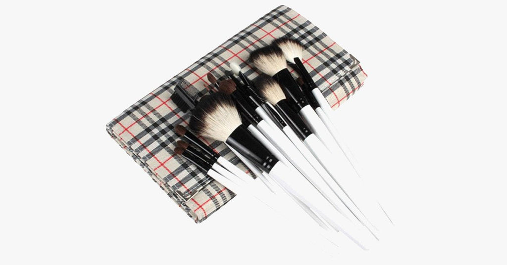 Complete professional makeup brush set with 20 brushes and a case