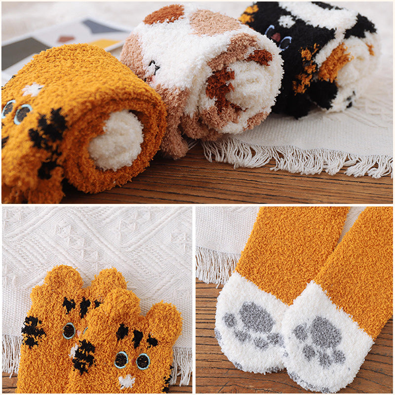 Fuzzy Socks with Cat Paws