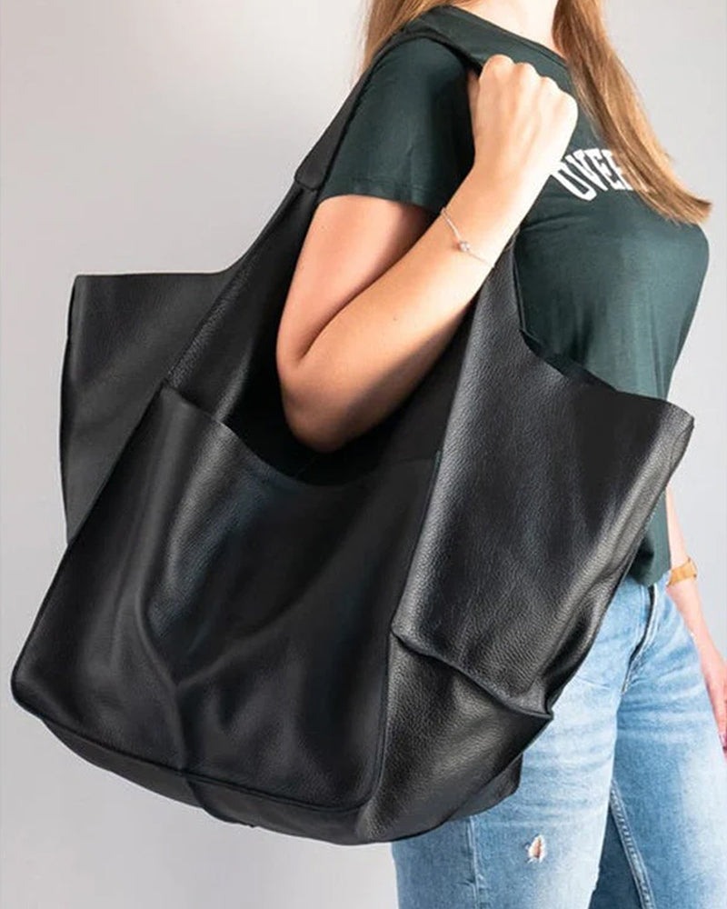Chic & Sustainable Leather Bag with Large Capacity - Elegant, Versatile Women's Handbag