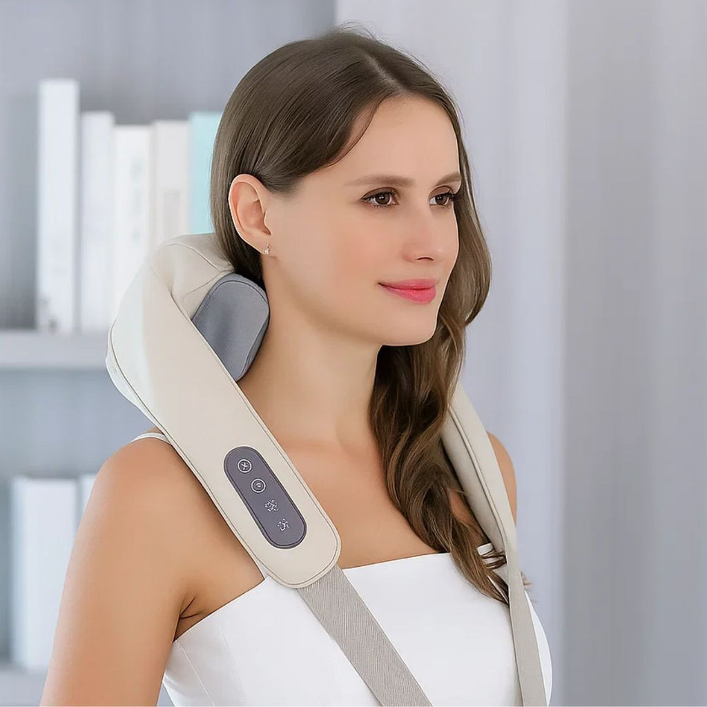RelaxaPro | Shiatsu Neck Massager – Heated Relief – Cordless Design – Ideal for Office & Home Use
