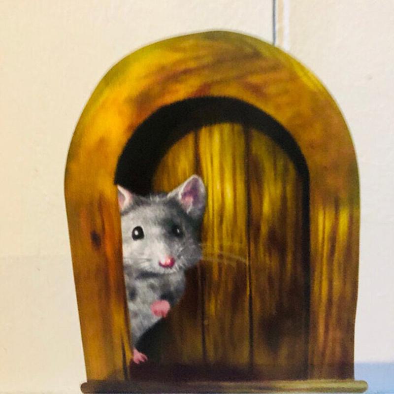 Realistic 3D Mouse Hole Wall Sticker