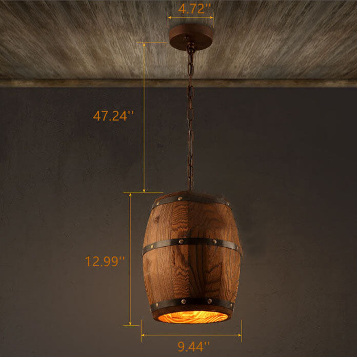 BarrelGlow Vintage Pendant Light | Wood Wine Barrel Design | 1-bulb | Rustic Lighting