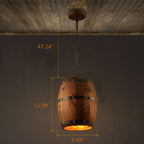 BarrelGlow Vintage Pendant Light | Wood Wine Barrel Design | 1-bulb | Rustic Lighting