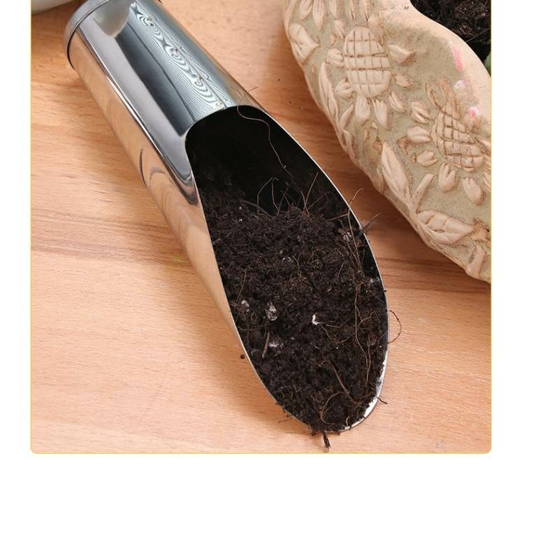 Stainless Steel Scoop for Potting Soil – Robust Planting Scoop for Garden and Balcony