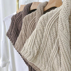 Triangular Knit Scarf with Leather Loop